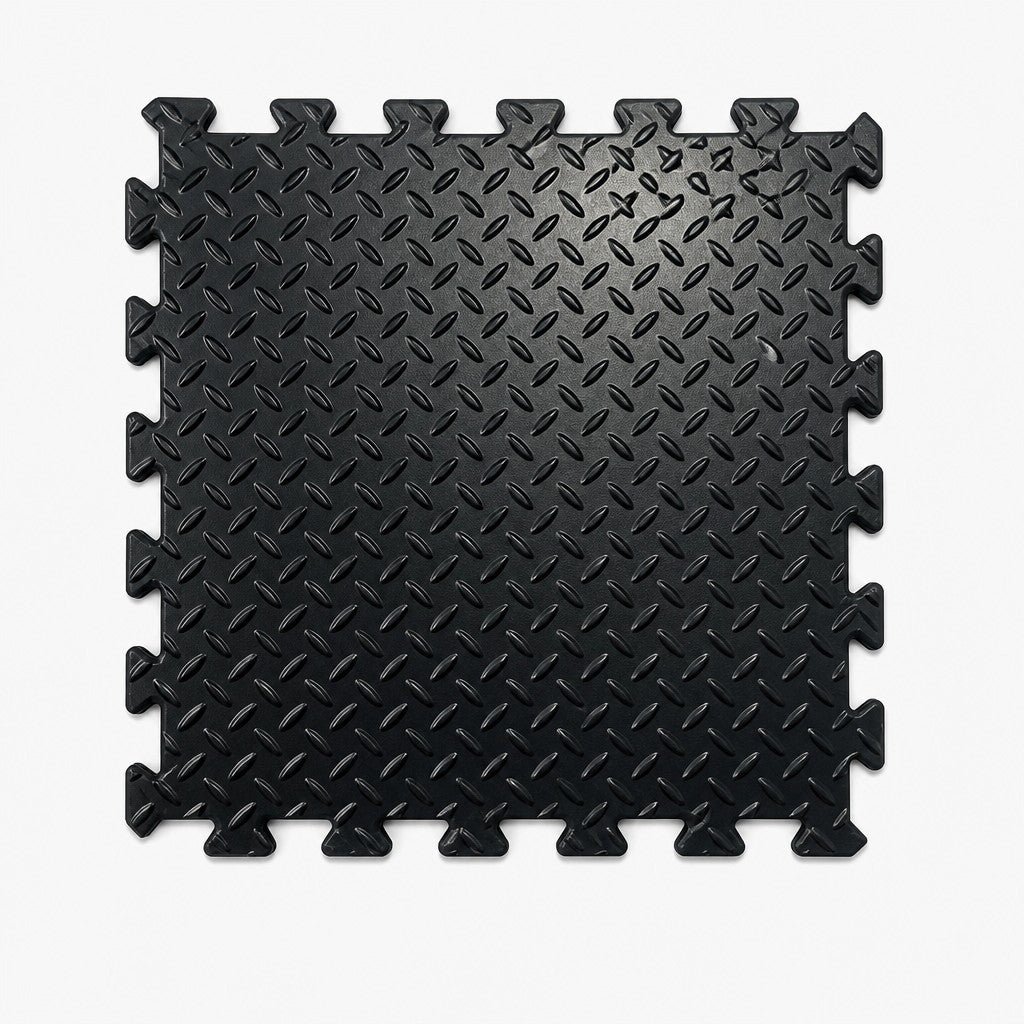 Solid 8mm rubber gym garage tiles  50x50cm flooring hard wearing durable + edges