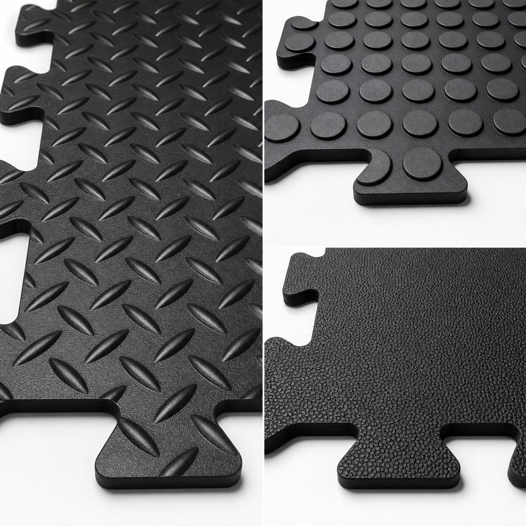 Solid 8mm rubber gym garage tiles  50x50cm flooring hard wearing durable + edges